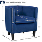 Yaheetech Modern Barrel-shaped Chair Upholstered Velvet Club Chair