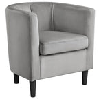 Yaheetech Modern Barrel-shaped Chair Upholstered Velvet Club Chair
