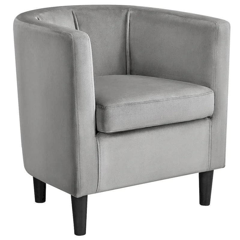Yaheetech Modern Barrel-shaped Chair Upholstered Velvet Club Chair