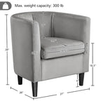 Yaheetech Modern Barrel-shaped Chair Upholstered Velvet Club Chair