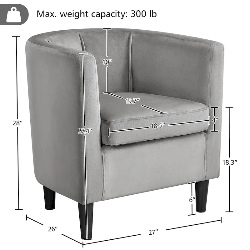 Yaheetech Modern Barrel-shaped Chair Upholstered Velvet Club Chair
