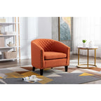 Accent Barrel chair living room chair with nailheads and solid wood legs