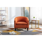 Accent Barrel chair living room chair with nailheads and solid wood legs