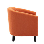 Accent Barrel chair living room chair with nailheads and solid wood legs
