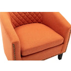 Accent Barrel chair living room chair with nailheads and solid wood legs