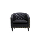 Accent Barrel chair living room chair with nailheads and solid wood legs