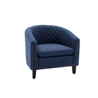 Accent Barrel chair living room chair with nailheads and solid wood legs