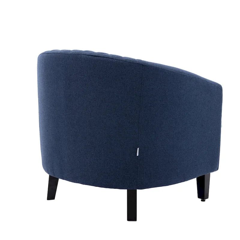 Accent Barrel chair living room chair with nailheads and solid wood legs