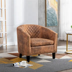 Accent Barrel chair living room chair with nailheads and solid wood legs