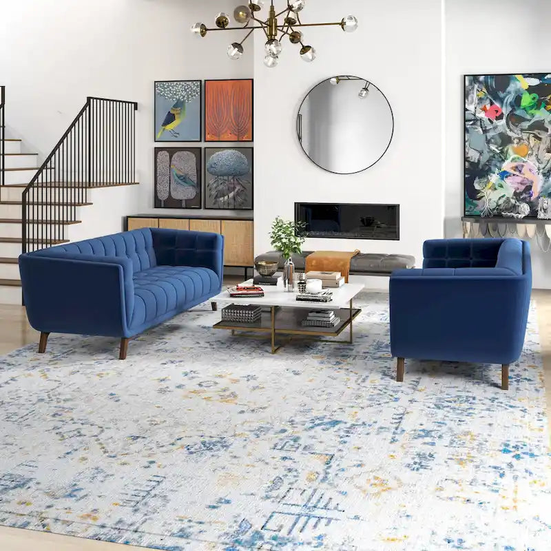 Kartal Mid Century Velvet Sofa Set in