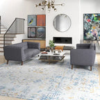 Kartal Mid Century Velvet Sofa Set in