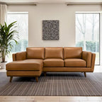 Ferris Living Room Top Leather Corner Sectional Couch in Cognac Tan
