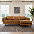 Ferris Living Room Top Leather Corner Sectional Couch in Cognac Tan