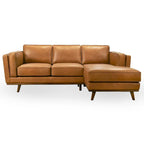 Ferris Living Room Top Leather Corner Sectional Couch in Cognac Tan