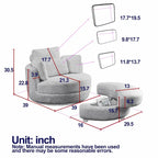39W Moon Upholstered Swivel Accent Barrel Chair with Storage Ottoman for Living Room - 51 x 39 x 30.5