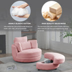 39W Moon Upholstered Swivel Accent Barrel Chair with Storage Ottoman for Living Room - 51 x 39 x 30.5