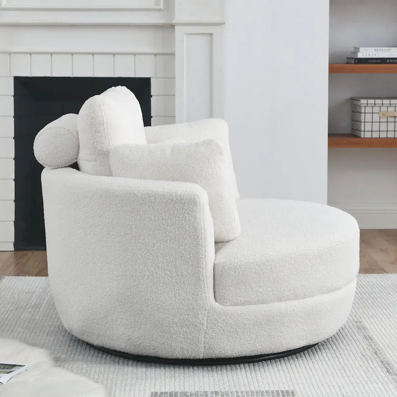 39W Moon Upholstered Swivel Accent Barrel Chair with Storage Ottoman for Living Room - 51 x 39 x 30.5