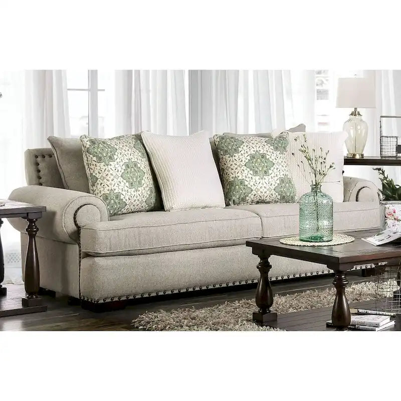 Furniture of America Jula Traditional Linen 2-piece Sofa Set