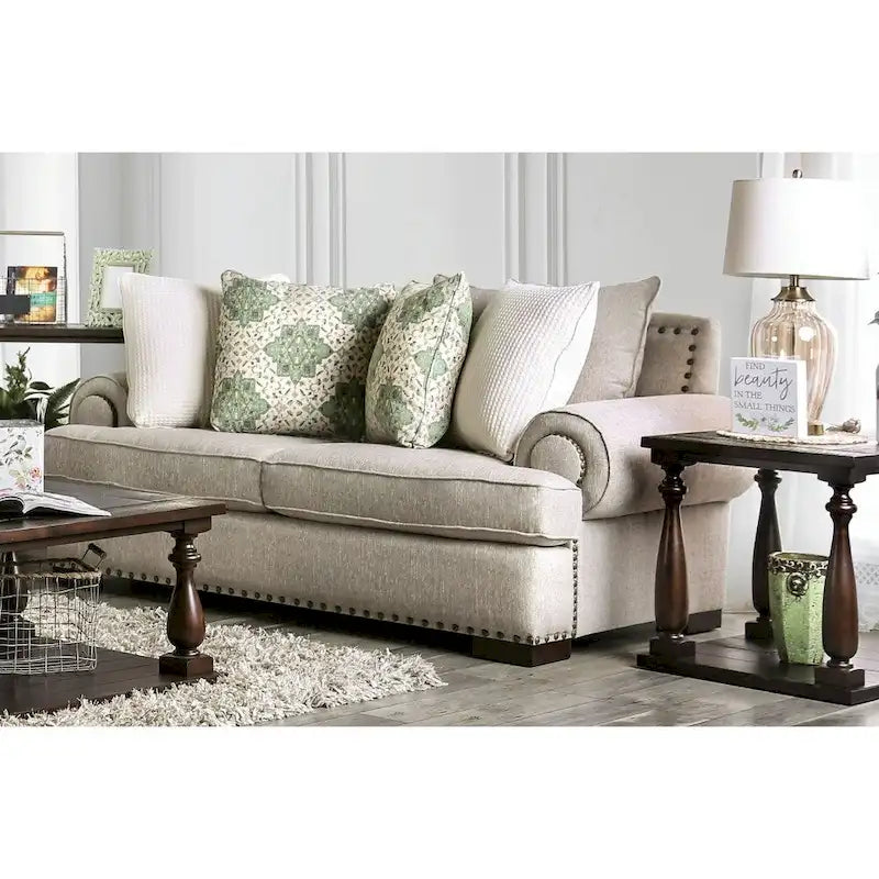 Furniture of America Jula Traditional Linen 2-piece Sofa Set