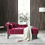 61 Velvet Chaise Lounge Chair with 1 Pillow and Nailhead Trimmed