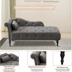 61 Velvet Chaise Lounge Chair with 1 Pillow and Nailhead Trimmed