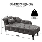 61 Velvet Chaise Lounge Chair with 1 Pillow and Nailhead Trimmed
