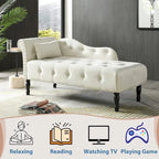 61 Velvet Chaise Lounge Chair with 1 Pillow and Nailhead Trimmed
