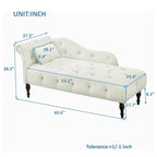 61 Velvet Chaise Lounge Chair with 1 Pillow and Nailhead Trimmed