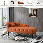 61 Velvet Chaise Lounge Chair with 1 Pillow and Nailhead Trimmed