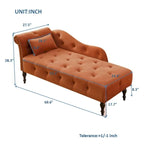 61 Velvet Chaise Lounge Chair with 1 Pillow and Nailhead Trimmed