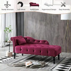 61 Velvet Chaise Lounge Chair with 1 Pillow and Nailhead Trimmed