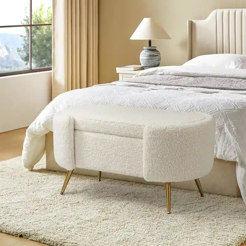 Clara 39.4 Wide Storage Bench with Metal Legs