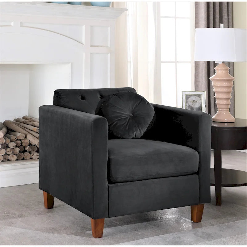 Persaud Velvet Kitts Classic Chesterfield Chair
