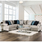 Ilka Transitional Chenille L-Shaped Flared Arms Sectional by Furniture of America