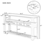 62.2 Modern Console Table with 4 Drawers and 2 Shelves