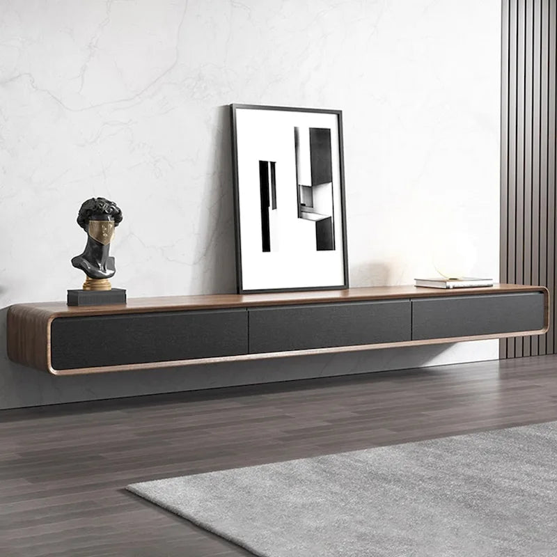 Floating TV Stand, Modern Wall-Mounted Entertainment Center with 3/4 Drawers, Solid Wood,Fully-Assembled