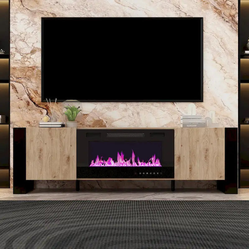 Luxurious TV Stand & Fireplace Combo Integrated LED Fireplace Features