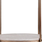 HomeRoots 24 Champagne Faux Marble And Iron Round End Table With Shelf - 22x22x24.25