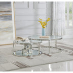Somette 2-in-1 Round Nesting Cocktail Table Set - Cocktail Table - Cocktail Table