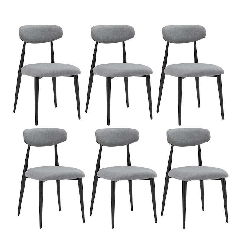 Modern Grey Curved Backrest Round Upholstered Dining Chairs Set of 2/ 4/ 6