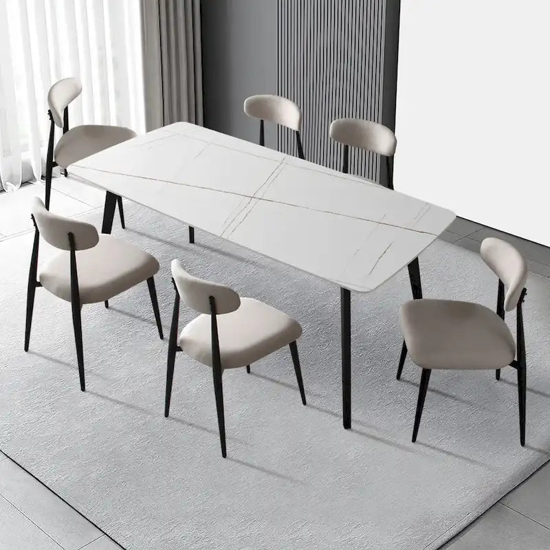 Modern Grey Curved Backrest Round Upholstered Dining Chairs Set of 2/ 4/ 6