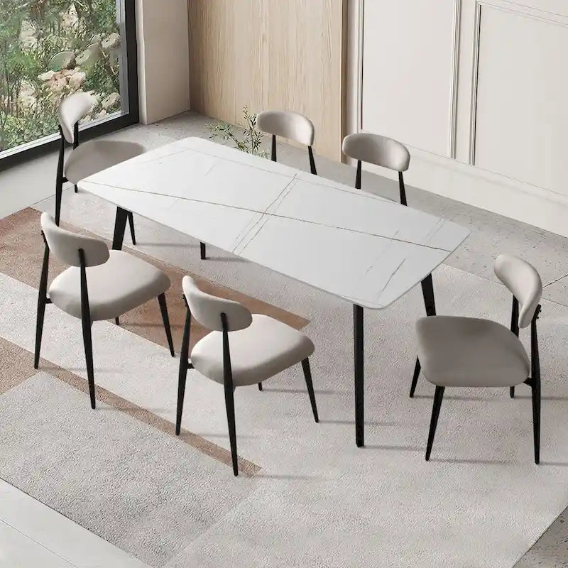 Modern Grey Curved Backrest Round Upholstered Dining Chairs Set of 2/ 4/ 6