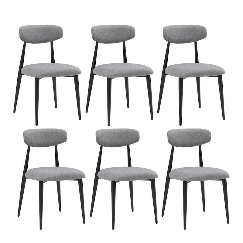 Modern Grey Curved Backrest Round Upholstered Dining Chairs Set of 2/ 4/ 6