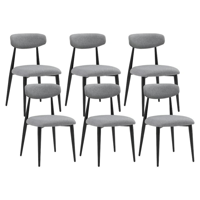 Modern Grey Curved Backrest Round Upholstered Dining Chairs Set of 2/ 4/ 6