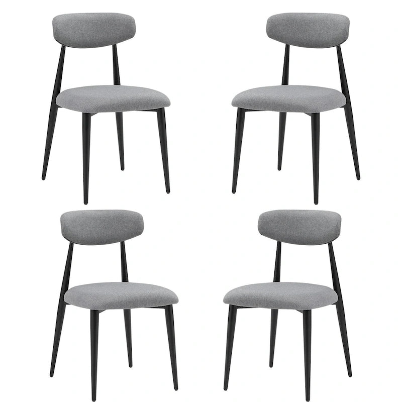 Modern Grey Curved Backrest Round Upholstered Dining Chairs Set of 2/ 4/ 6