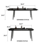 5 Piece 62.9 inch to 94.4 inch Extendable Dining Table Set with Sintered Stone Top 4 Chairs