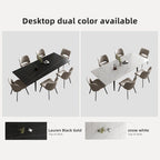 5 Piece 62.9 inch to 94.4 inch Extendable Dining Table Set with Sintered Stone Top 4 Chairs