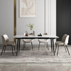 5 Piece 62.9 inch to 94.4 inch Extendable Dining Table Set with Sintered Stone Top 4 Chairs