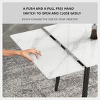 5 Piece 62.9 inch to 94.4 inch Extendable Dining Table Set with Sintered Stone Top 4 Chairs