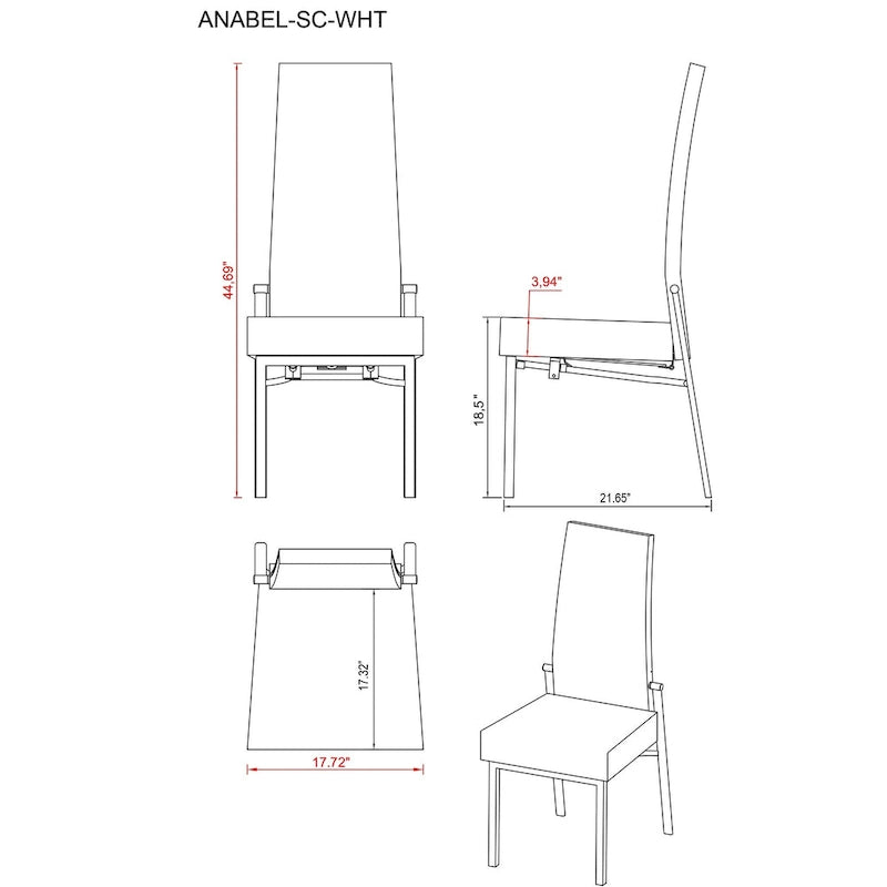 Somette Domino 5-Piece Dining Set with Gray Motion-back Chairs